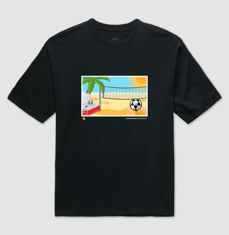 Camiseta Oversized Desenho de Futevôlei