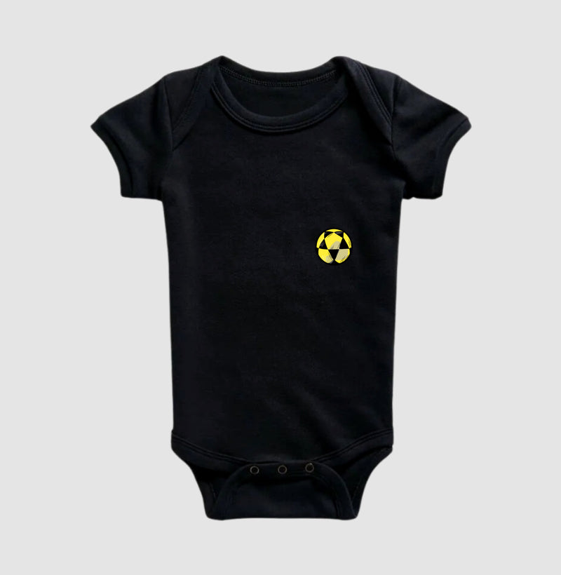 Body Infantil Bola de Futevôlei Amarela Desenho