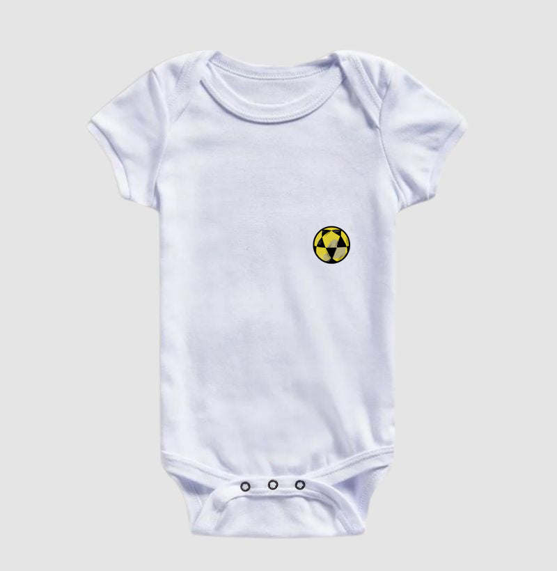 Body Infantil Bola de Futevôlei Amarela Desenho