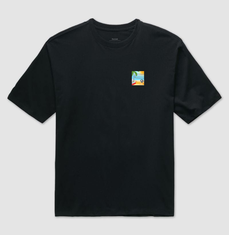 Camiseta Oversized Desenho de Futevôlei